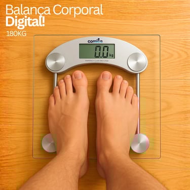 Balança Digital De Vidro Corporal Temperado Até 180 Kg Quadrada Banheiro Portátil Comica