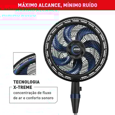 Ventilador De Coluna 40cm Arno X-treme 7, 7 Pás, 150w Ve7c