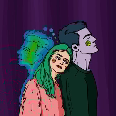 girl thinking about another man while with her boyfriend