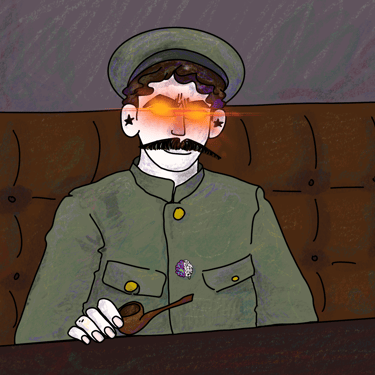 young angry man sitting - stalin