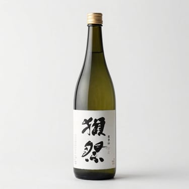 High-end Japanese traditional sake bottle with elegant label, bright natural daylight, clean minimalist background