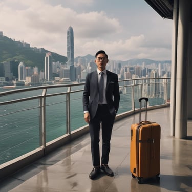 Happy couple enjoying a scenic countryside view from their Royal Travels vehicle.