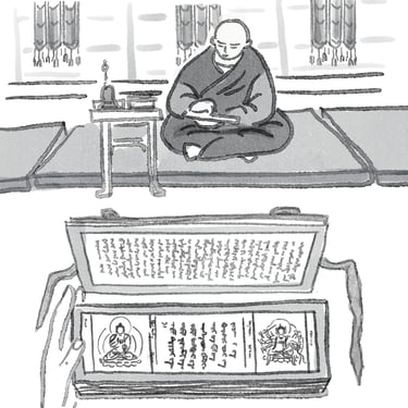 Buryat buddhist lama 30-s during repression time. Deep-freeze fragment og graphic essay
