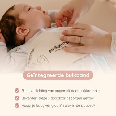 Puckababy Piep inbakerzak in de kleur Olive met buikband
