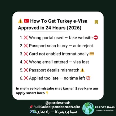 A guide on how to get a Turkey e-visa approved in 24 hours listing six common application mistakes to avoid.