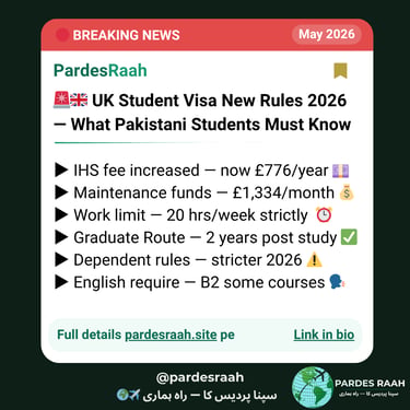 UK student visa new rules 2026 update for Pakistani students featuring IHS fee and work limit details.
