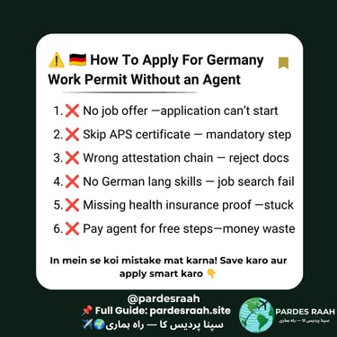 Guide on how to apply for a Germany work permit without an agent, listing six common mistakes to avoid.
