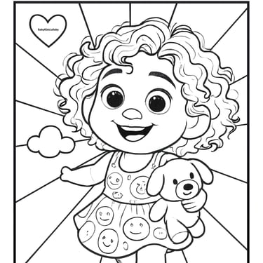 Whimsical collection of kids’ coloring pages featuring friendly characters and gentle emotion themes