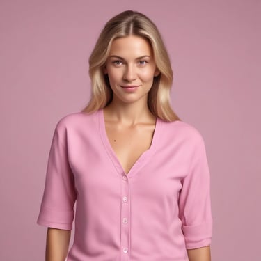 Photo of a happy woman holding freshly cleaned hotel linens.