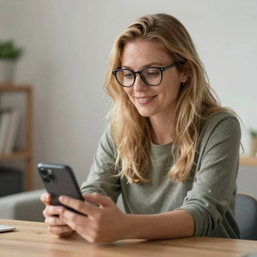 Close-up of a man reviewing his sleek, mobile-friendly personal website on a smartphone.
