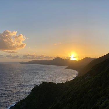 Sunset over water and mountains in St. Croix