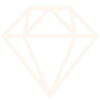 A white geometric diamond line art icon isolated on a black background.