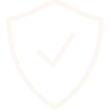 White shield icon with a checkmark symbol representing cybersecurity and data protection.
