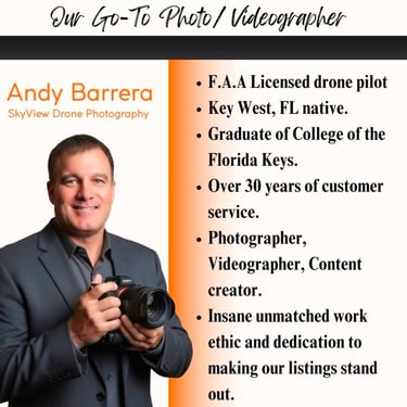 Andy Barrera of SkyView Drone Photography holding a camera for Key West drone services.