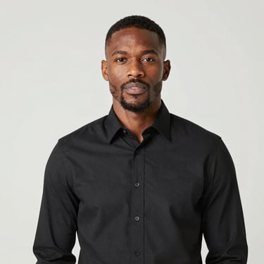 woman wearing black crew-neck shirt
