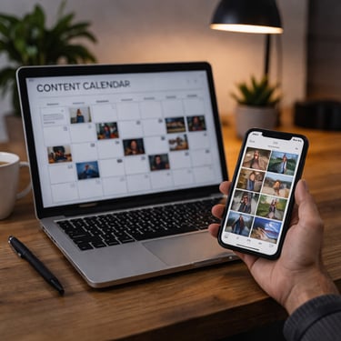Social media content planning system with calendar for consistent brand posting