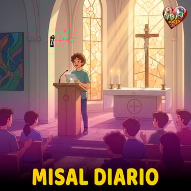 Joven leyendo la palabra en el misal diario