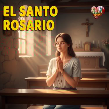 Mujer rezando el santo rosario en el sitio web voces de amor y vida