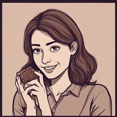 A happy customer enjoying a small chocolate tasting pack at home.