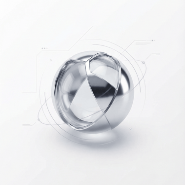 Abstract metallic sphere representing advanced AI systems, generative technology, and modern digital