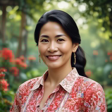 Image of a confident Indonesian woman giving a thumbs-up at a construction site.
