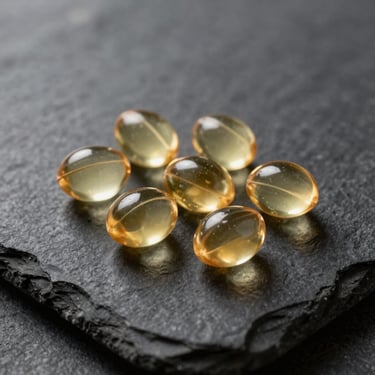 Close-up of raw processed plant lipids on a dark stone surface, dramatic side lighting