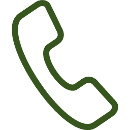 Egy egyszerű, zöld kontúros telefonkagyló ikon, amely az ügyfélszolgálatot és a kommunikációt szimbo