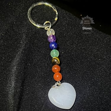 7 Chakras Keychain Quartz Heart