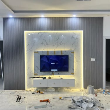 Display of modern WPC wall panels at Pratap Vihar shop