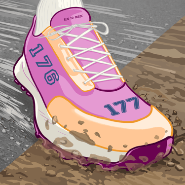 Image chaussure rose course à pied playlist RUN TO MUSIC 176-177