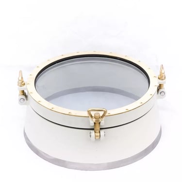 Grand hublot ouvrant acier et laiton 450 mm vue générale