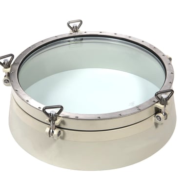 Très grand hublot péniche acier et inox 600 mm vue générale