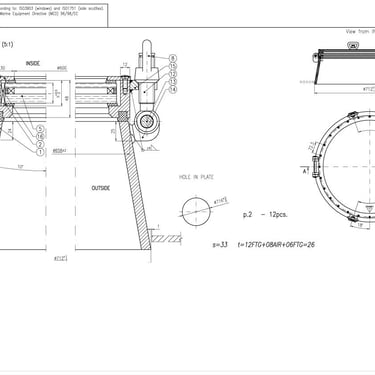 Dessin technique très grand hublot ouvrant 600 mm