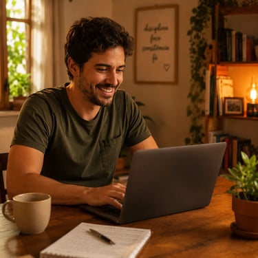Iniciante trabalhando em casa gerando renda online