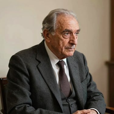 Close-up of a vintage typewriter with a sheet of paper showing a typed quote from the book.