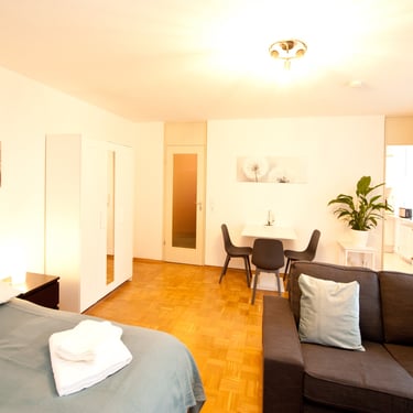 Übernachten nahe der Oper: Modernes 1-Zimmer-Apartment im Herzen der Festspielstadt.