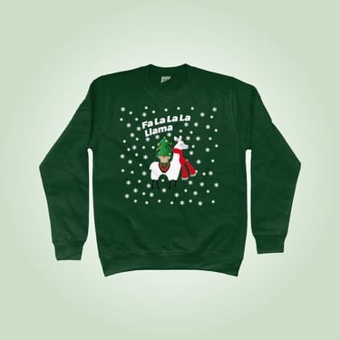 Llama themed christmas jumper in green
