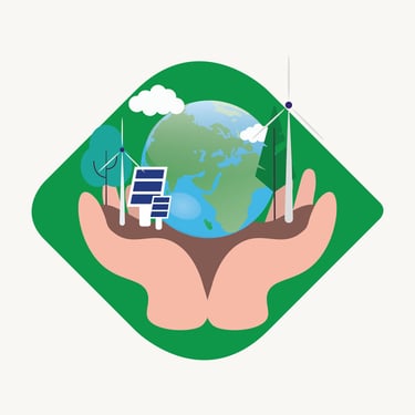 NHS Earth Day Campaign illustrations showing the earth and green energy in our hands