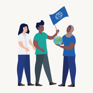 NHS Earth Day Campaign illustrations showing evironmental campaigning