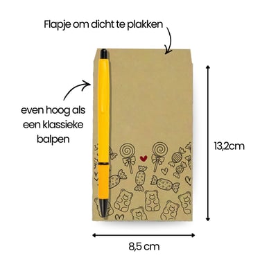 Afmetingen kraft snoepzakje.
