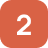 White number two icon on a square orange background with rounded corners.