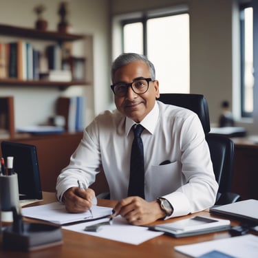 Portrait of a smiling middle-aged man in business casual attire.