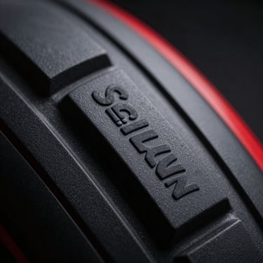 Extreme close-up macro shot of Sailun Terramax shoulder blocks, showcasing rugged rubber compound texture, sharp detail