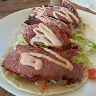 Las Brasas Costa Rican restaurant Gallo de Salchichón - sausage tacos