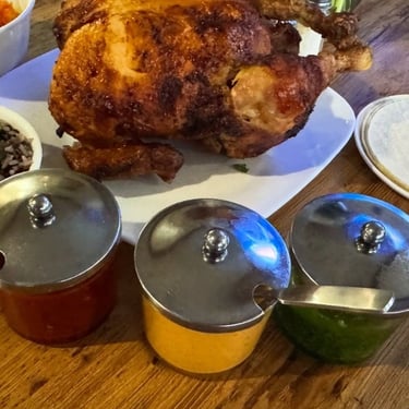 Las Brasas Whole Roast Chicken with sauces