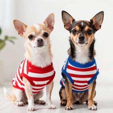 dos perritos con sueter a rayas