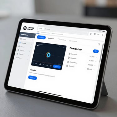 A professional digital tablet showing automotive diagnostic software with a clean user interface.