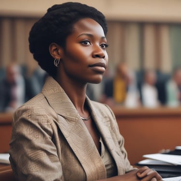 Portrait of a confident professional woman smiling in an office setting.