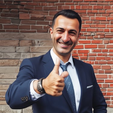 A satisfied customer giving a thumbs up.