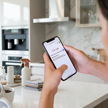 A person looking for a cleaner on their phone